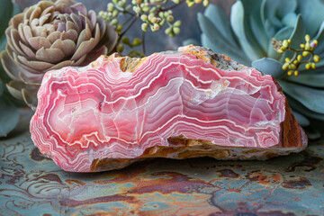 Halbedelsteine mit Dekoration - Rhodochrosit