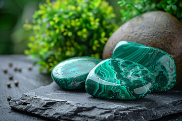 Halbedelsteine mit Dekoration - Malachit