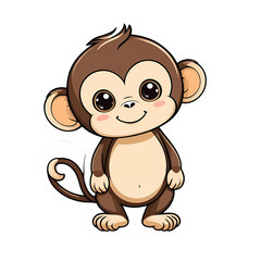 Cute Kawaii Monkey Stickers Clipart
