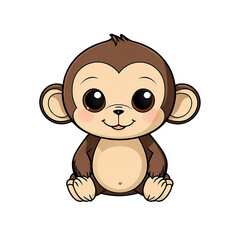 Cute Kawaii Monkey Stickers Clipart
