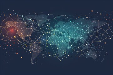 seamless pattern flat illustration style, world map Global network connection. world map point and line composition concept of global business. Vector Illustration world map