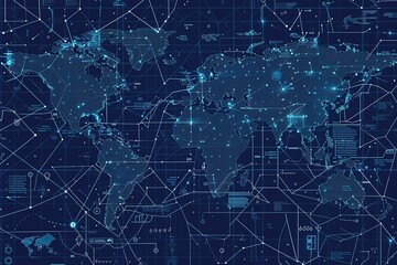 Naklejka premium seamless pattern flat illustration style, world map Global network connection. world map composition and global business outline concept. world map