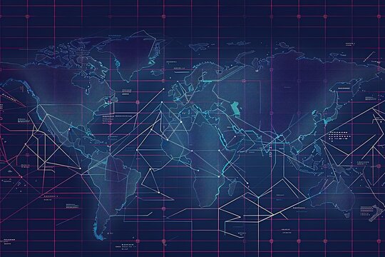 seamless pattern flat illustration style, world map Digital data global hologram Technology Network Data Connection. Cyber Security Concept. Social Future Abstract Background. Futuristic Technology 