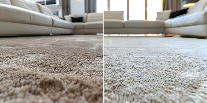 Beforeafter photos of carpet cleaning show dramatic transformation from dirty to clean. Concept Carpet Cleaning Transformation, Dirty to Clean, BeforeAfter Comparison, Dramatic Results