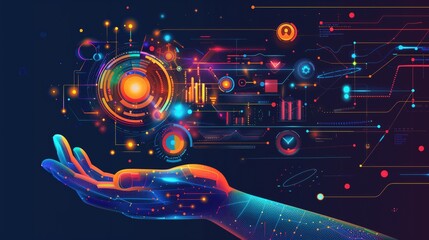 Businessman with concept of mlearning learning interface display in rtx style on academic art
