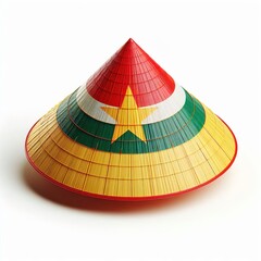 Vietnamese conical hats have colorful flag shapes