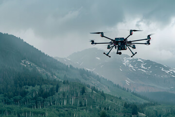 Fototapeta na wymiar Self-Driving Drones in Action. Drones Carrying Objects and Navigating to Destinations in HD.
