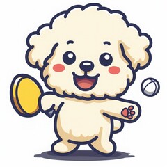 Fototapeta premium Bichon Frise playing Table Tennis