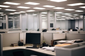 Empty office workspace - telework, telecommuting, COVID, job vacancies