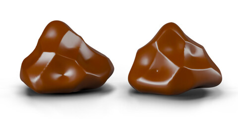 3D pieces of chocolate in abstract shape. Set of vector elements on white background