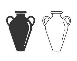 Ancient amphora isolated vector illustration. Antique Greece vase design element