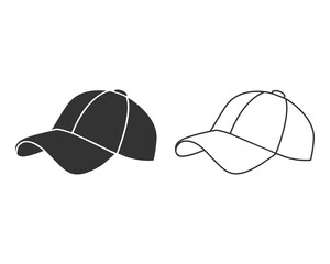 Baseball cap icon in flat. Vector illustration