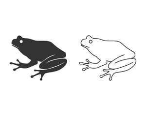 Frog line icon silhouette in flat vector