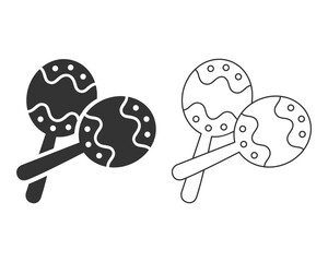 Maracas flat icon. Rumba shaker or chac-chac.Traditional Latin rattle musical instrument. Vector illustration
