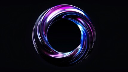 A small purple and blue metallic morphing wave in circle shape on black background.