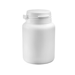 Medicine bottle with blank label on white background, 
