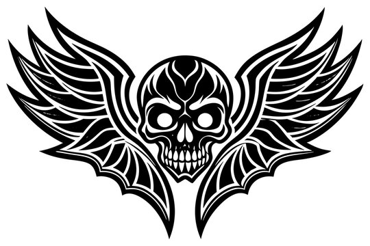 recommend clip art: line art skull wing shape ornaments vector illustration
