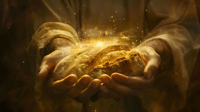 The divine bread that Christ holds out with both hands
