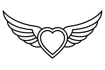 Obraz premium heart wing shape ornaments line art vector illustration