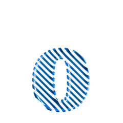 White symbol with blue diagonal ultra thin straps. letter o