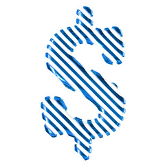 White symbol with blue diagonal ultra thin straps