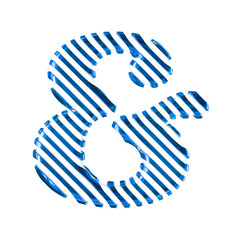 White symbol with blue diagonal ultra thin straps