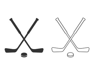 Hocket sticks crossed line icon vector sign