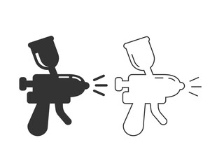 Line Icon of a lacquerer spray gun in modern flat style sign vector