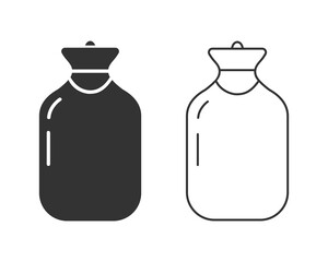 Hot Water Bottle line icon, pain relief, hot and cold therapy. Hot or cold therapy and feet warmer. Vector sign