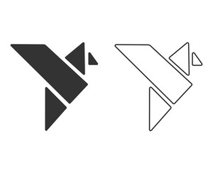 Origami Flying Bird Sign Symbol line Icon Logo Vector