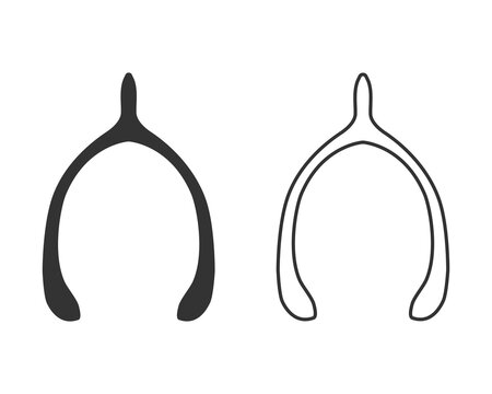 Lucky furcula wishbone or merrythought flat vector icon for apps and websites line icon