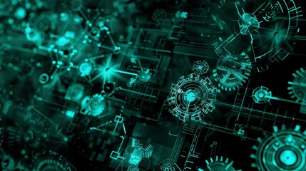 Fototapeta premium Abstract Digital Interface with Glowing Gears