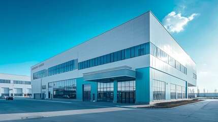 Obraz premium Modern Commercial Building with Blue Sky