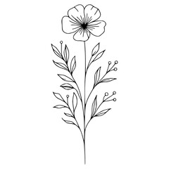 This is an illustration of flowers in a simple and modern line art style.