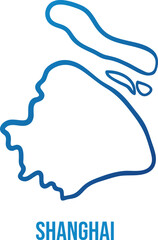 Shanghai simple line map with blue gradient