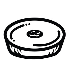 Kue lumpur indonesian snack or cake food icon illustration with black outline isolated on square white background. Simple flat cartoon art styled drawing.