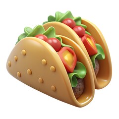 3d render of two fresh tasty tacos mexican cuisine savory isolated on white background