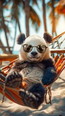 Fototapeta premium Summer background with panda.