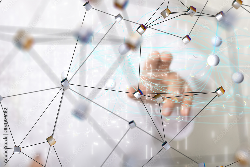 Poster conference digital network and data concept 3d