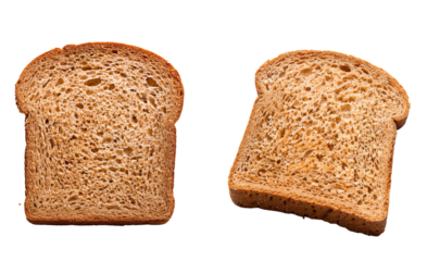 slice of bread on isolated background,Close-up of Whole Grain Bread Slices