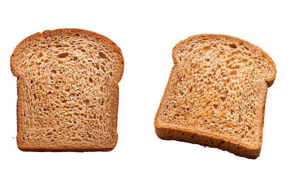 slice of bread on isolated background,Close-up of Whole Grain Bread Slices