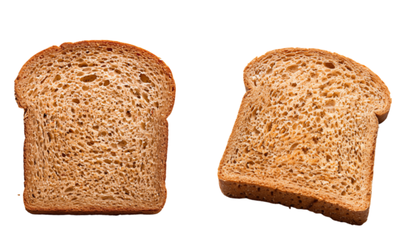 slice of bread on isolated background,Close-up of Whole Grain Bread Slices
