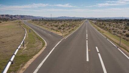 Desert Highway Stretching Towards the Sky