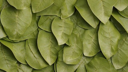 Leaf pattern background. Densed leaf backdrop. Generative AI.