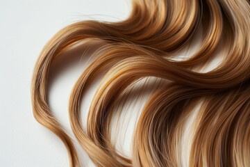 A long, curly blonde hair with a brown tint, perfect for hair salon, hair advertisement