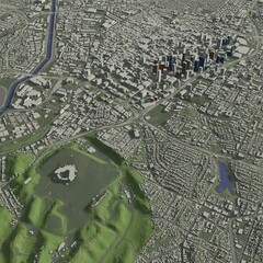 3D illustration of city and urban in Los Angeles USA