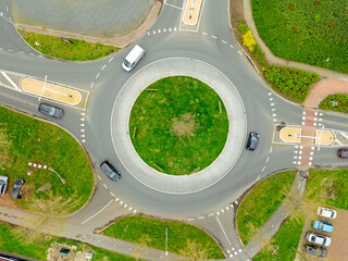Aerial topshot from a roundabout in the Netherlands
