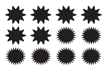Set of Vector Starburst Badges. Simple Flat Style Vintage Labels, Stickers.