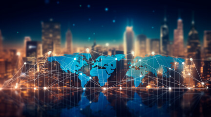 Healthcare business growth graph with global health network connection service on virtual screen. Medical technology and tourism, telemedicine, virtual hospital, healthcare and medicine background