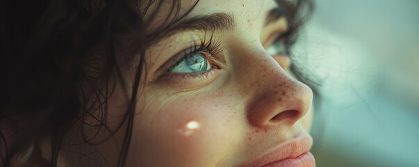 Fototapeta premium A person in love, their eyes sparkling and their smile wide.